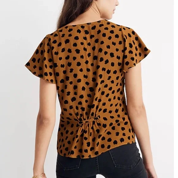 MadeWELL Carmelina Flutter-Sleeve Top | Painted Spots Egyptian Gold | Size 0 | - Picture 2 of 14